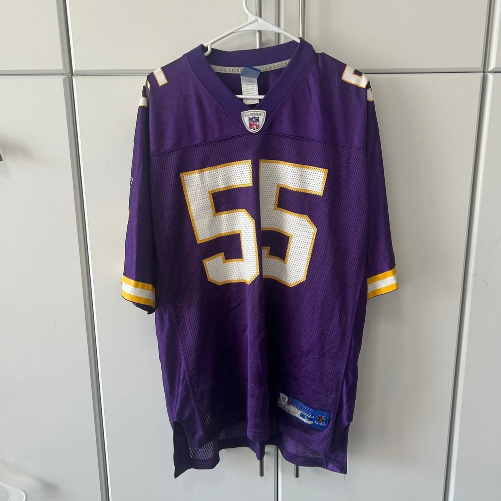Reebok NFL Minnesota Vikings Chris Claiborne 55 Jersey Mens Large Purple Vintage